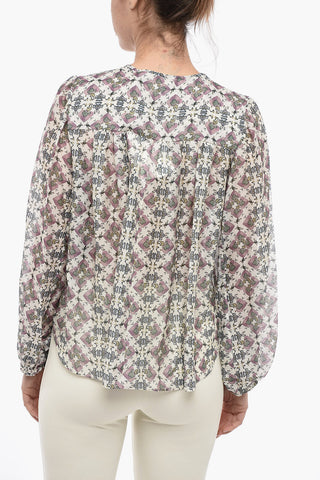 Long Sleeved Printed Silk Blouse