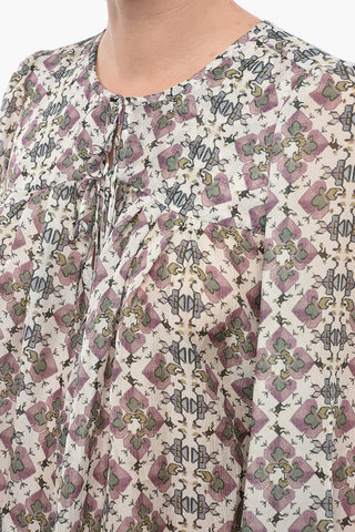 Long Sleeved Printed Silk Blouse