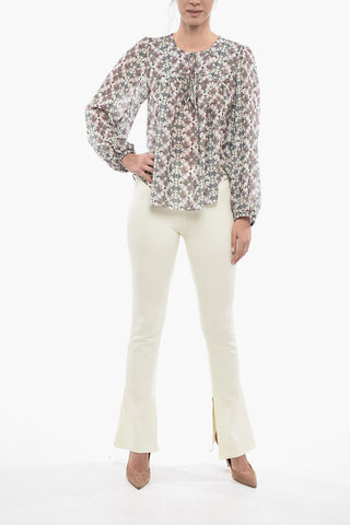 Long Sleeved Printed Silk Blouse