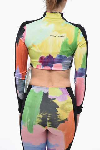 Printed Croppped BRUSH STROKE Long Sleeved Top