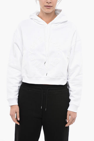 Organic Cotton Crop Hoodie with Flocked Logo