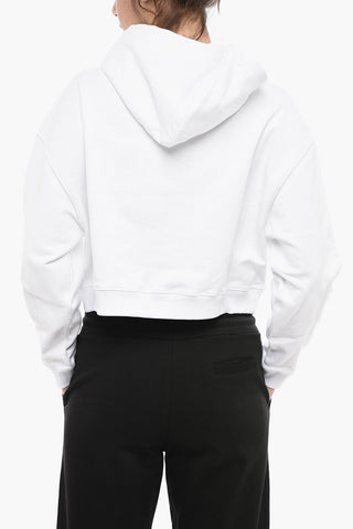 Organic Cotton Crop Hoodie with Flocked Logo