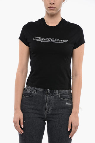 Short Sleeved BLING T-shirt With Rhinestones Logo