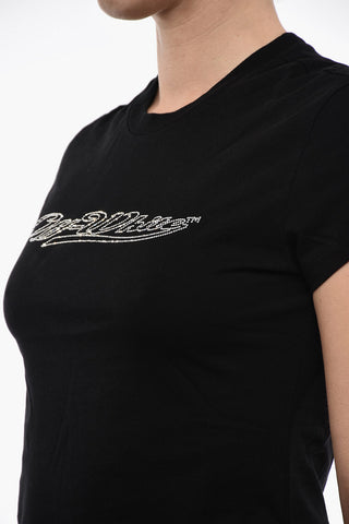 Short Sleeved BLING T-shirt With Rhinestones Logo