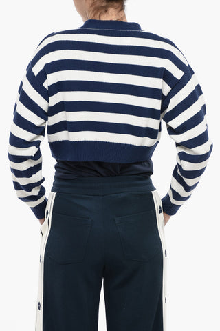 Awning Striped NAUTICAL Cropped Fit Cardigan