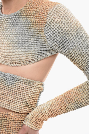 Elastisches Langarm-Top SMOCK Mit Cut-Out