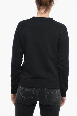 Brushed Cotton Crewneck Sweater With Logo Print