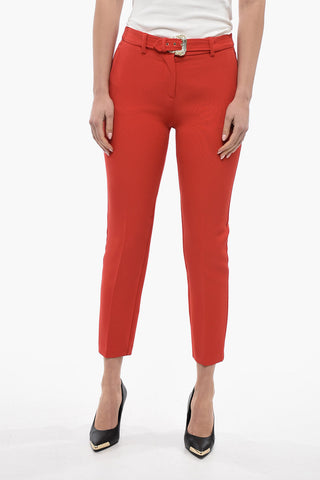 JEANS COUTURE Pleated Cigarette Pants with Belt