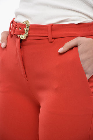 JEANS COUTURE Pleated Cigarette Pants with Belt