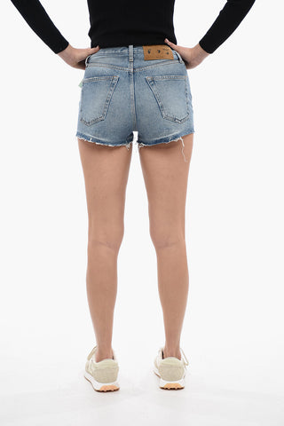Light Wash CORPORATE Denim Shorts With Raw Cut