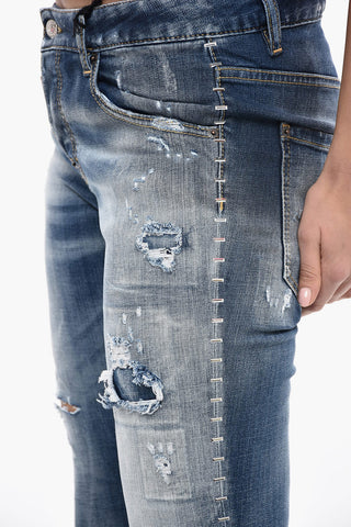 Jeans Cool Girl Fit con Profili Borchiati 15cm