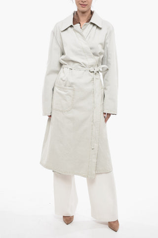 UNISEX MM1 Cappotto Trench in Denim con Cintura in Vita
