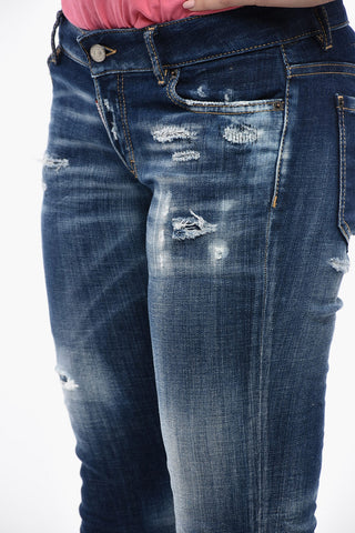 Jennifer Cropped Fit Denims with Distressed Design 15cm