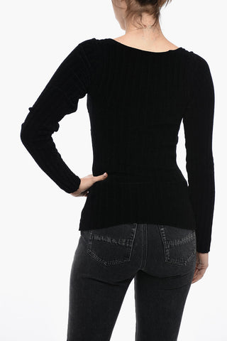 Geripptes Chenille-Top mit Überkreuzdetail