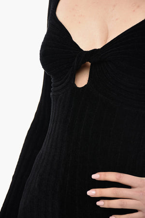 Geripptes Chenille-Top mit Überkreuzdetail