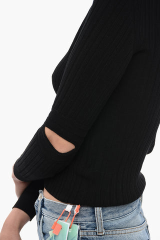 Ribbed STAMP Cardigan With Cutouts