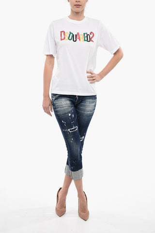 Crew Neck D2 RAINBOW T-Shirt with Print
