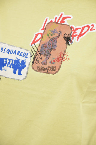 Crew Neck Cotton T-Shirt with Patches