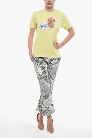 Crew Neck Cotton T-Shirt with Patches