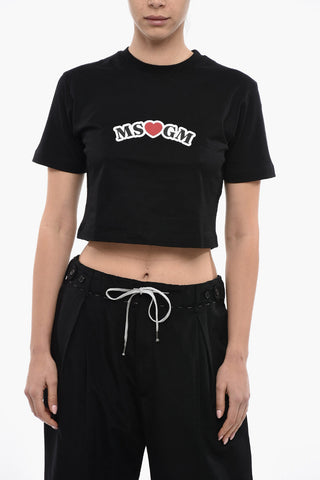 Logo Print Cropped Short Sleeved T-shirt