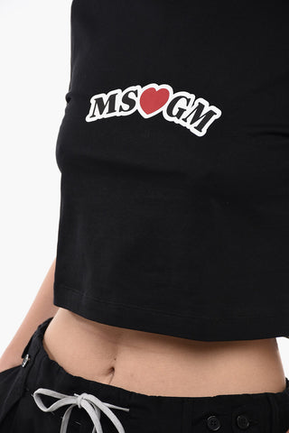Logo Print Cropped Short Sleeved T-shirt