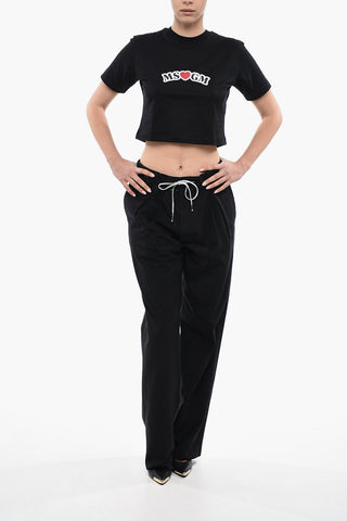 Logo Print Cropped Short Sleeved T-shirt