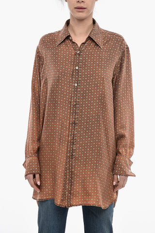 MM1 Camicia Oversized in Seta con Fantasia a Pois