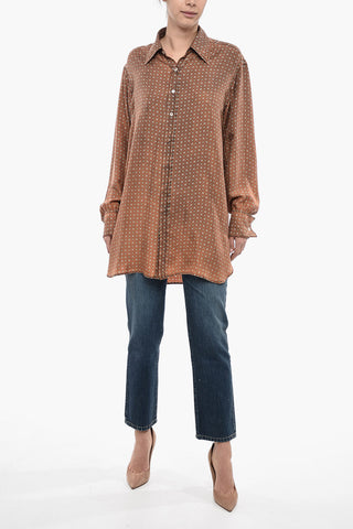 MM1 Camicia Oversized in Seta con Fantasia a Pois