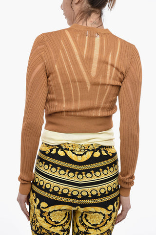 Cardigan Crop Con Dettagli Distressed