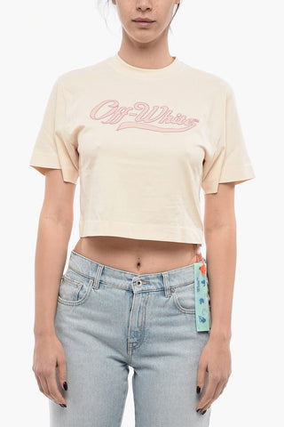 Embroidered Cropped BASEBALL Short Sleeved T-shirt