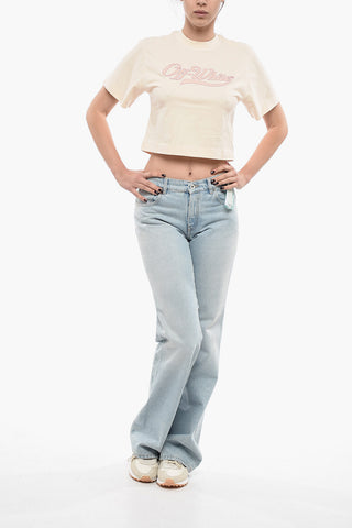 Embroidered Cropped BASEBALL Short Sleeved T-shirt