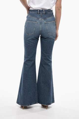 High-waisted Flared Fit Denims with Belt Loops 34cm