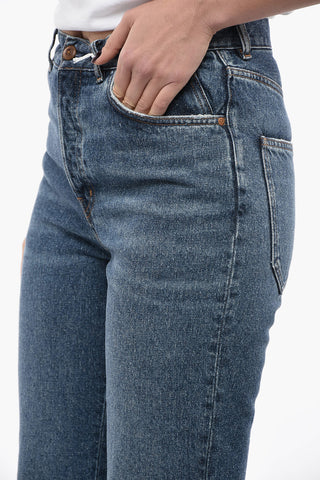 High-waisted Flared Fit Denims with Belt Loops 34cm