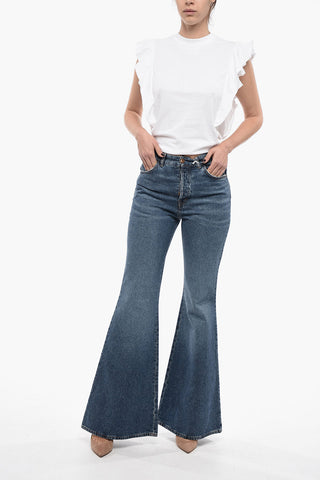 High-waisted Flared Fit Denims with Belt Loops 34cm
