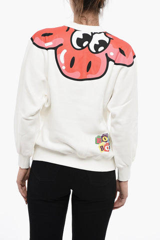 Crew Neck BOKE FLOWER Fleece Cotton Sweatshirt