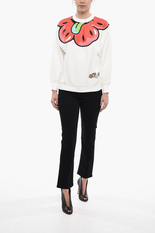 Crew Neck BOKE FLOWER Fleece Cotton Sweatshirt