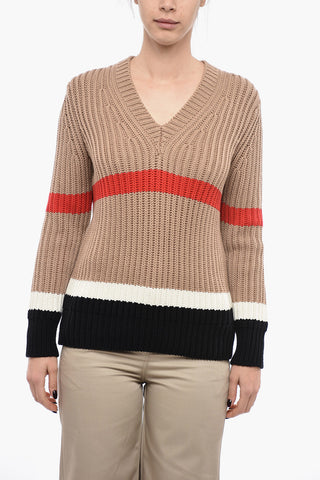 Maglione In Misto Cashmere Con Collo A V
