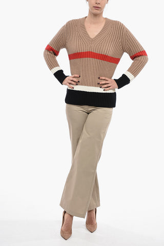 Maglione In Misto Cashmere Con Collo A V