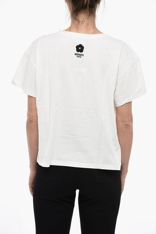 Crew Neck KEN-ZO Cotton T-Shirt with Embroidery
