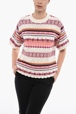 Short-sleeved Crochet Sweater with Fairisle Pattern