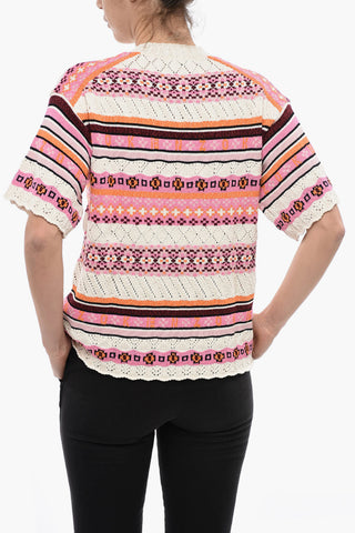 Short-sleeved Crochet Sweater with Fairisle Pattern