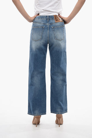 Jeans Cropped Straight Fit con Zip Laterali 26cm