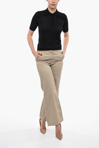 Short-sleeved Perforated Silk Blend Polo