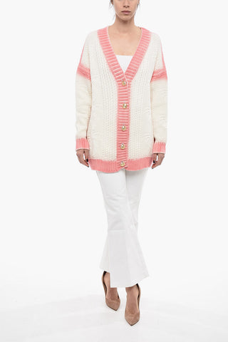 Cardigan SPRAYED In Maglia Di Cotone Con Bottoni Gioiello