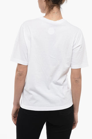 T-Shirt Girocollo in Cotone con Logo in Lettering