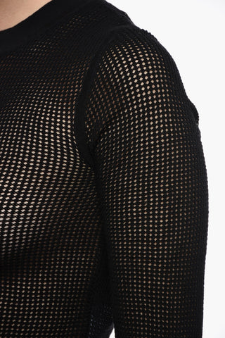 Cashmere Blend Perforated Sweater with Buttons