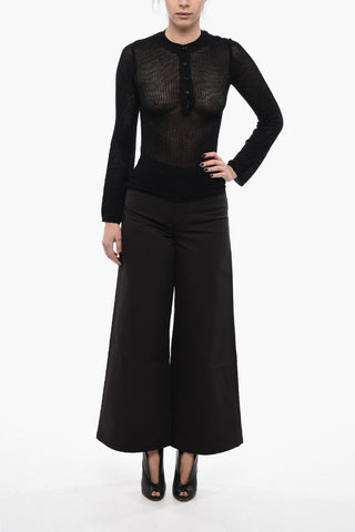 Cashmere Blend Perforated Sweater with Buttons