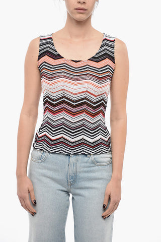 Crewneck Sleeveless Top With Rhinestones
