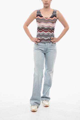Crewneck Sleeveless Top With Rhinestones