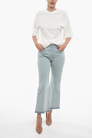 Cropped Fit Bootcut Denims with Vintage Pale Wash 27cm